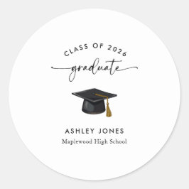 Pegatina Redonda Graduación de grado mínima moderna