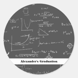 Pegatina Redonda Graduación de gráficos de ecuaciones matemáticas n