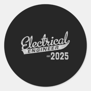 Pegatina Redonda Graduación de ingeniero eléctrico 2025