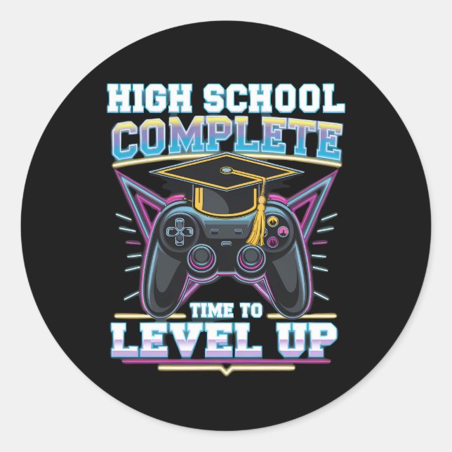 Pegatina Redonda Graduación de juego completo de clase media (Anverso)