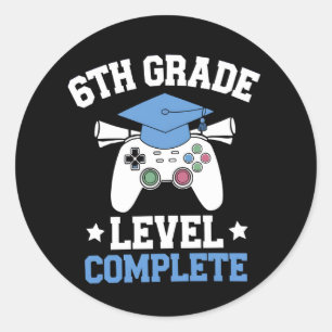 Pegatina Redonda Graduación de Juegos de Nivel de 6to Grado Complet