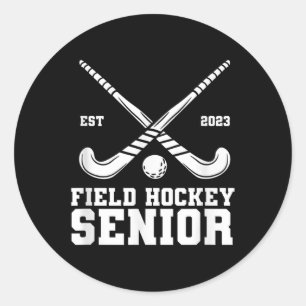 Pegatina Redonda Graduación de Jugador de Hockey sobre Césped Senio