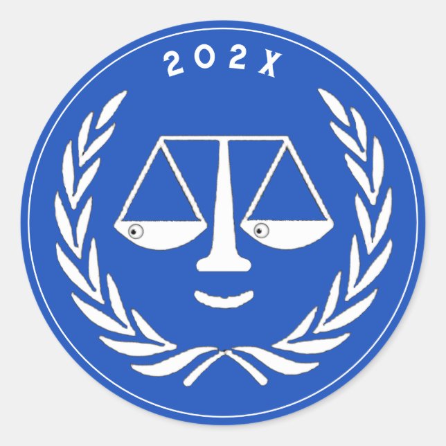 Pegatina Redonda Graduación de la Escuela de Derecho Creativa (Anverso)