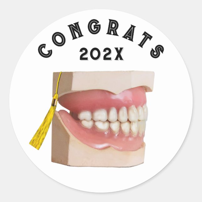 Pegatina Redonda Graduación de la Escuela Dental Dentista (Anverso)