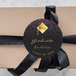 Pegatina Redonda Graduación de la fiesta de graduación de la capa m