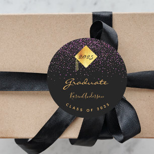 Pegatina Redonda Graduación de la fiesta de graduación de la capa m