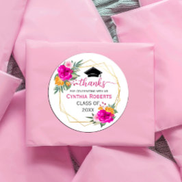 Pegatina Redonda Graduación de la primavera de las flores silvestre