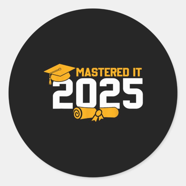 Pegatina Redonda Graduación De Máster En 2025 (Anverso)