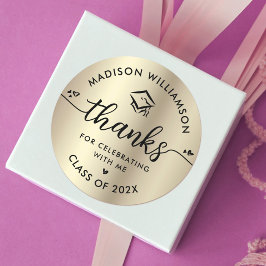 Pegatina Redonda Graduación de oro negro gracias a la moderna etiqu