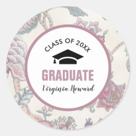Pegatina Redonda Graduación de Personalizado de patrón floral