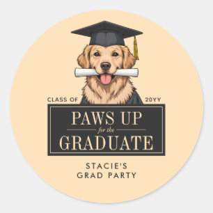 Pegatina Redonda Graduación de personalizado Perro recuperador de o