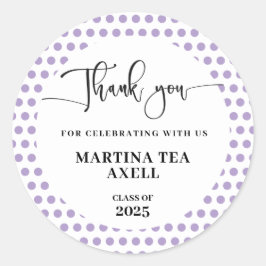 Pegatina Redonda Graduación de puntos de polka de lavanda