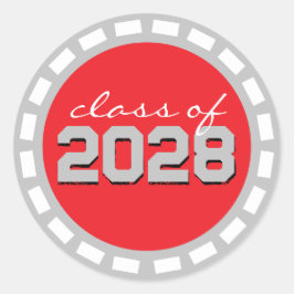 Pegatina Redonda Graduación de tira de película gris roja y platead