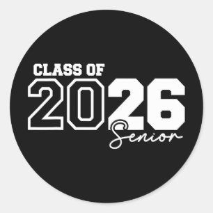 Pegatina Redonda Graduación de último año 2026 Clase de 2026 Año de