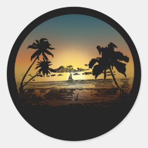 Pegatina Redonda Graduación del atardecer
