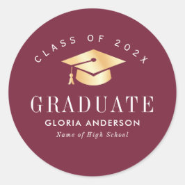 Pegatina Redonda Graduación del marrón de la tapa de oro