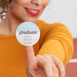 Pegatina Redonda Graduación del patrón azul moderno