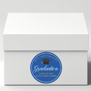 Pegatina Redonda Graduación en 2025 de la Escuela Personalizado Blu