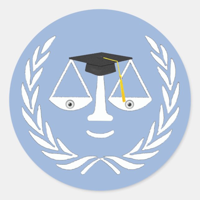 Pegatina Redonda Graduación en Facultad de Derecho (Anverso)