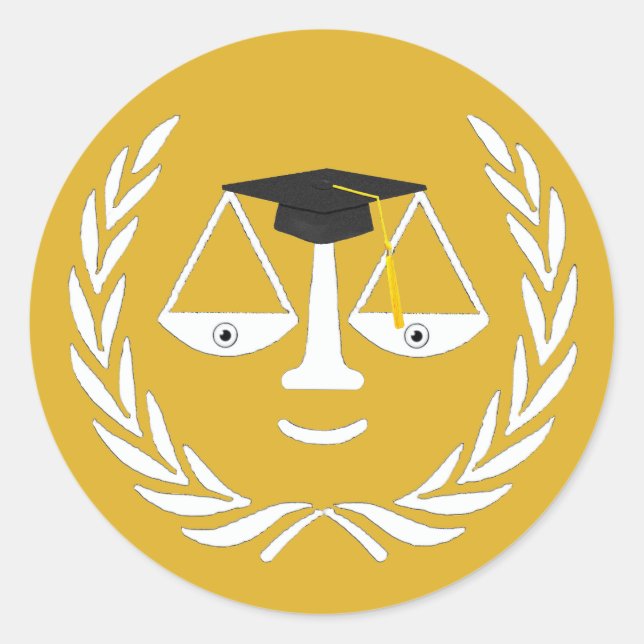 Pegatina Redonda Graduación en Facultad de Derecho (Anverso)
