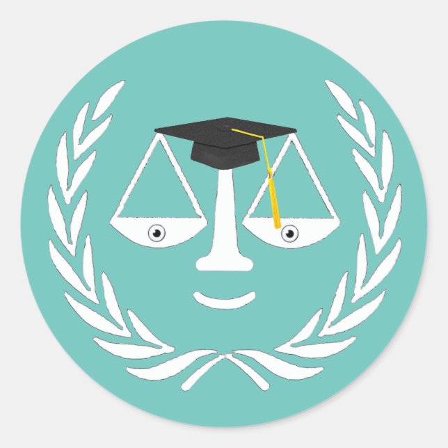 Pegatina Redonda Graduación en Facultad de Derecho (Anverso)