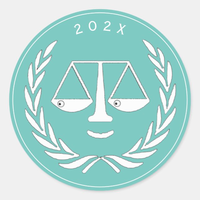Pegatina Redonda Graduación en la Facultad de Derecho de Abogados 2 (Anverso)