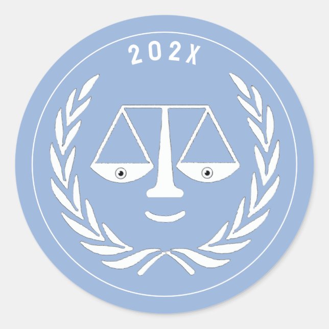 Pegatina Redonda Graduación en la Facultad de Derecho de Abogados 2 (Anverso)