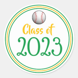 Pegatina Redonda Graduación en verde y oro de año de clase