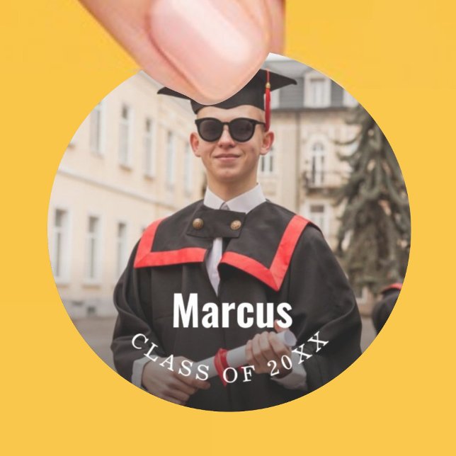 Pegatina Redonda Graduación Foto Clase de 2025 (Subido por el creador)