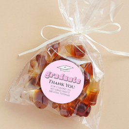 Pegatina Redonda Graduación Graduado Rosa Tipografía Retro Simple