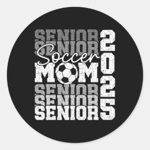 Pegatina Redonda Graduación Gratuita De La Senior Mom 2025 Soccer C