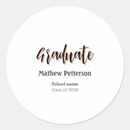 Pegatina Redonda Graduación moderna de estilo negrita y simple con