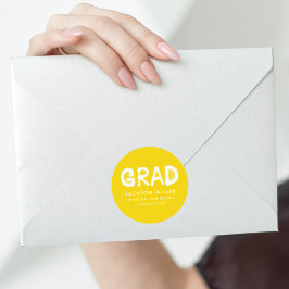 Pegatina Redonda Graduación moderna de pintura con spray amarillo