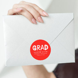 Pegatina Redonda Graduación moderna de pintura con spray rojo