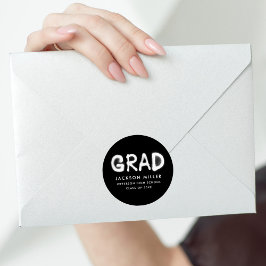 Pegatina Redonda Graduación moderna de pintura en blanco y negro