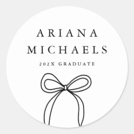 Pegatina Redonda Graduación moderna en blanco y negro