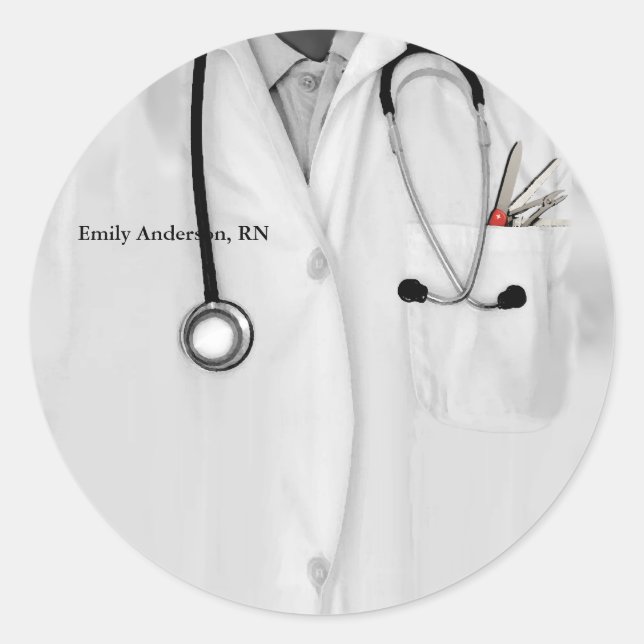 Pegatina Redonda Graduación personalizada de enfermeras (Anverso)