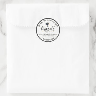 Pegatina Redonda Graduación Personalizado Graduación Congrats Cla