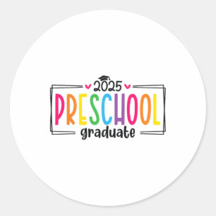 Pegatina Redonda Graduación Preescolar 2025 Graduado Último Día O