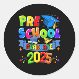Pegatina Redonda Graduación preescolar 2025 Niños de pregrado