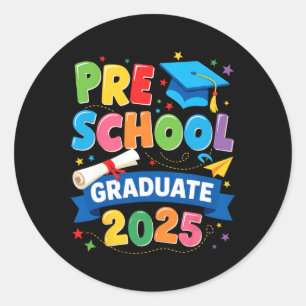 Pegatina Redonda Graduación preescolar 2025 Niños de pregrado