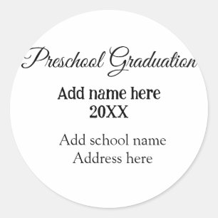 Pegatina Redonda Graduación preescolar agregar nombre de dirección 