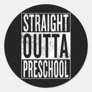 Pegatina Redonda Graduación preescolar fuera de la escuela preescol