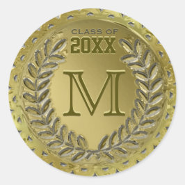 Pegatina Redonda Graduación Relieve metalizado dorado falso