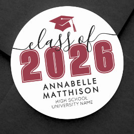Pegatina Redonda Graduación Roja