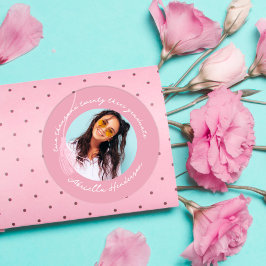 Pegatina Redonda Graduación Rosa Moderna y Retro