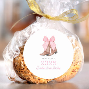 Pegatina Redonda Graduación Rosa Occidental 2025