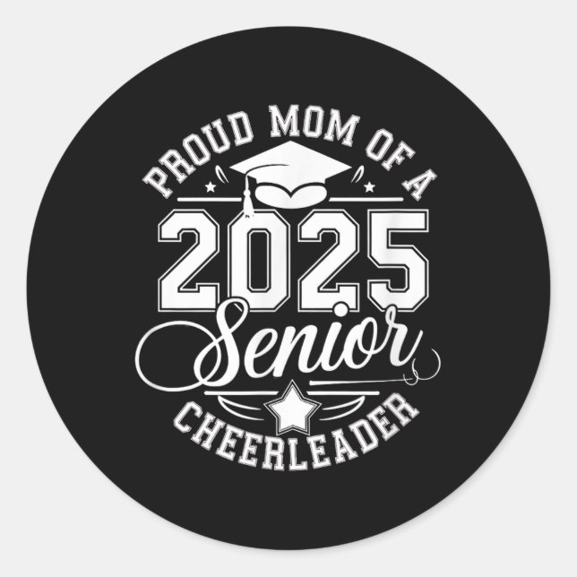 Pegatina Redonda Graduación secundaria de Cheer Team Mom 2025 (Anverso)
