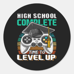 Pegatina Redonda Graduación secundaria de videojuegos completos de