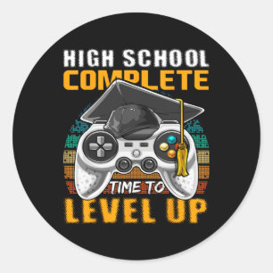 Pegatina Redonda Graduación secundaria de videojuegos completos de 